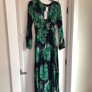 Aakaa maxi dress in blue and green size small NWT